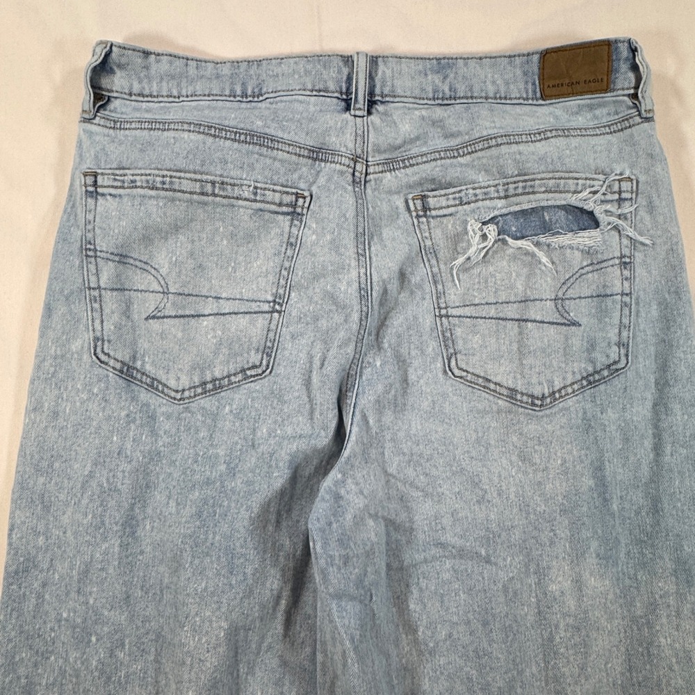 Y2K American Eagle Super High Rise Baggy Wide Leg Jeans Light Wash Size 12 Boho - Picture 8 of 8